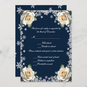 White Roses Snowflake Wedding Response Card