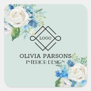 White Roses Square Sticker