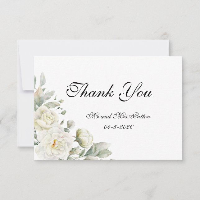 White Roses Thank You card (Front)