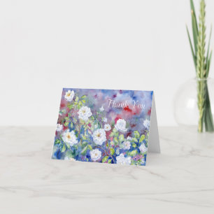 White Roses Thank You Card