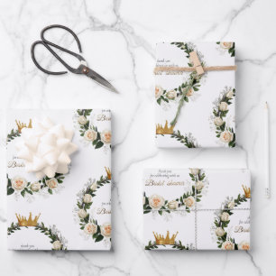 White Roses Thank You for Celebrating with Us Wrapping Paper Sheet