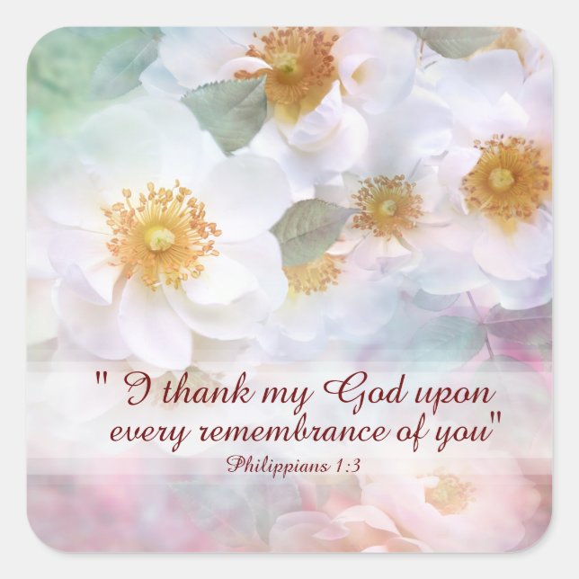 White Roses thanks and appreciation Square Sticker (Front)