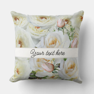 white roses throw pillow