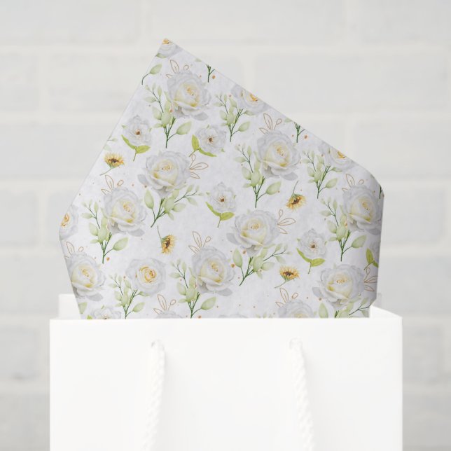 White Roses Tissue Paper (Gift Bag)