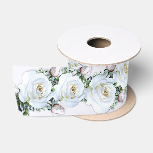 White Roses Wedding Craft Ribbon Satin Ribbon