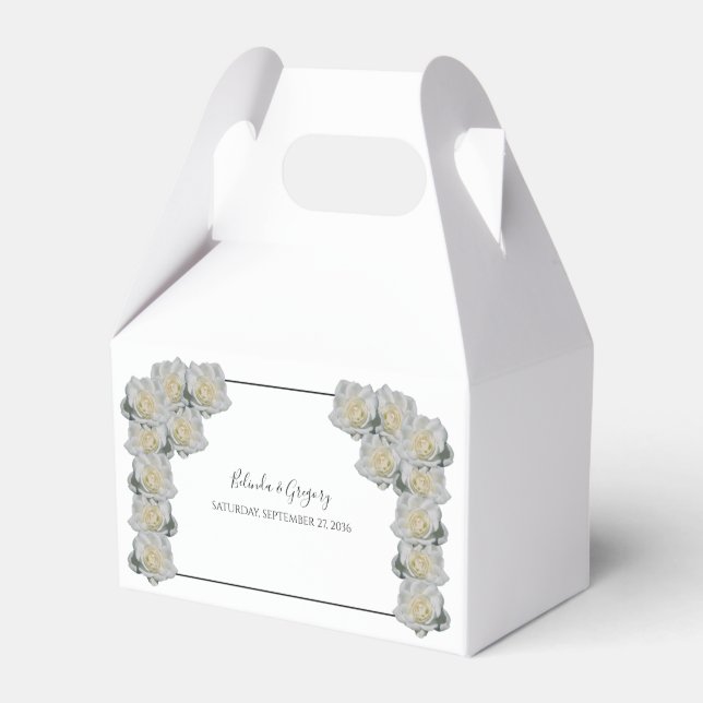 White Roses Wedding  Favor Box (Front Side)