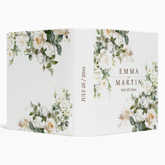 White Roses Wedding Flower Binder (Background)