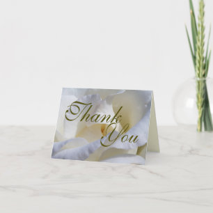 White Roses Wedding Folded Thank You Card