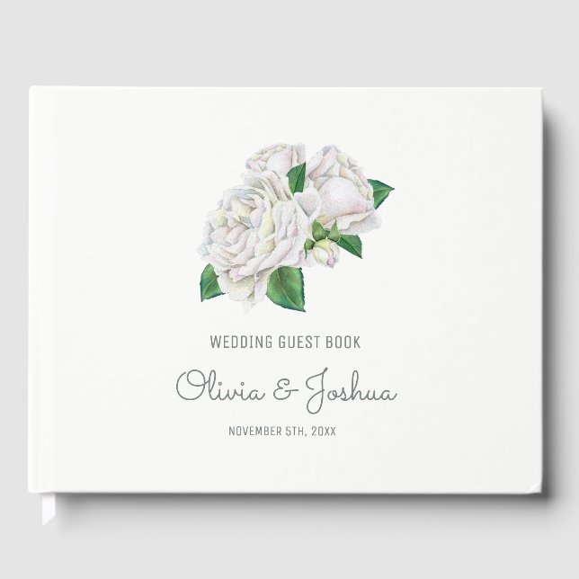 White Roses Wedding Guest Book (Front)