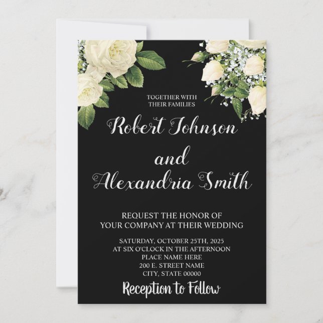 White Roses | Wedding Invitation (Front)