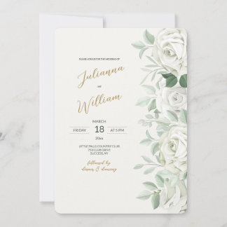 White Roses Wedding Invitation
