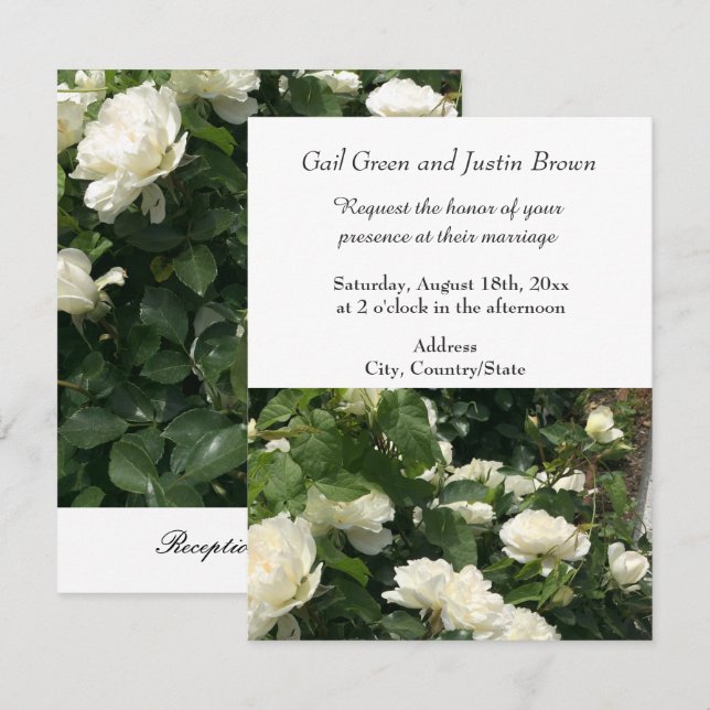 White Roses Wedding Invitation (Front/Back)