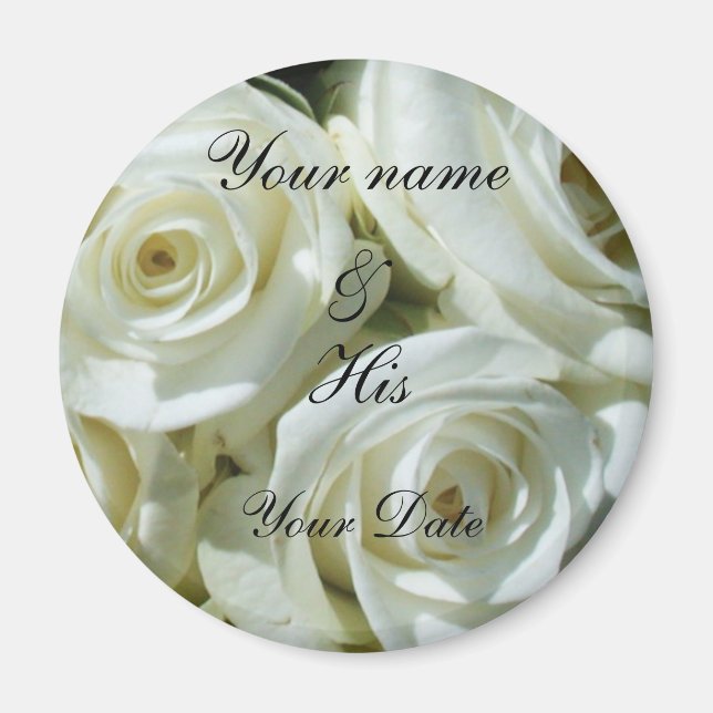 WHITE ROSES WEDDING MAGNET (Front)