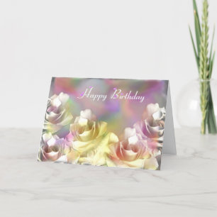 White roses with pastel effects card