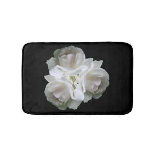 White Roses With Raindrops Bouquet Bath Mat