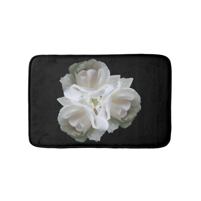 White Roses With Raindrops Bouquet        Bath Mat (Front)