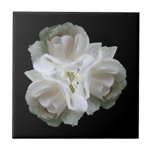 White Roses With Raindrops Bouquet        Tile