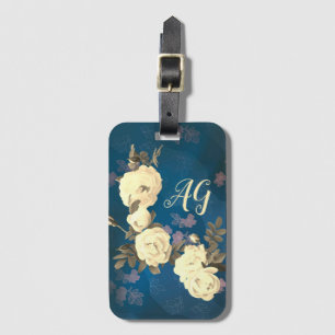 White Roses Wreath Gothic Background Luggage Tag