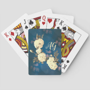 White Roses Wreath Gothic Background  Playing Cards