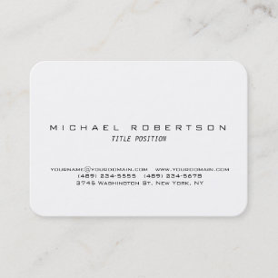 White Round Corner Minimalist Chubby Business Card
