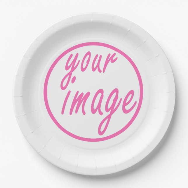 White Round Customizable Image Photo Template Paper Plate (Front)