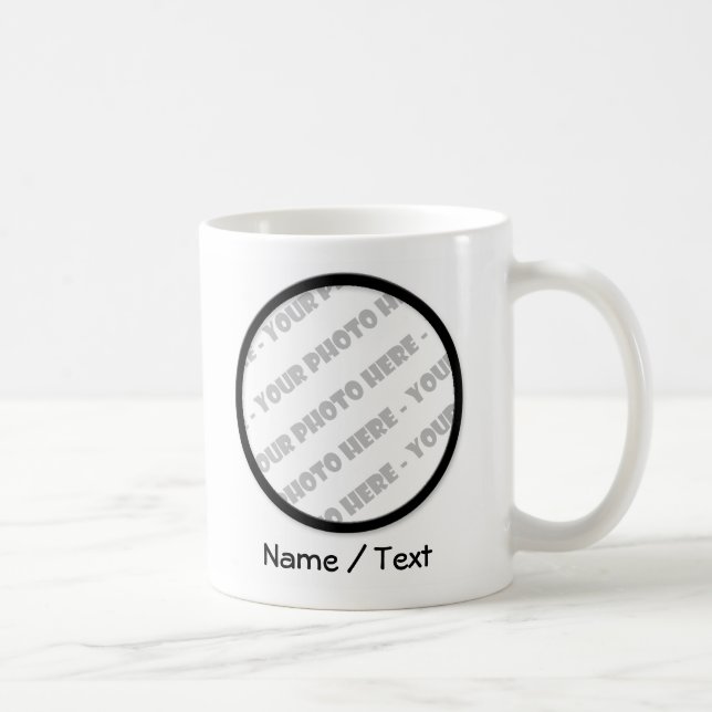 White Round Photo & Text Mug - Create Your Own (Right)