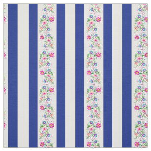 White, royal blue/folk flowers/stripe/white fabric