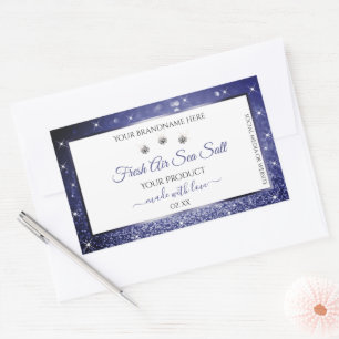 White Royal Blue Sparkle Glitter Product Labels
