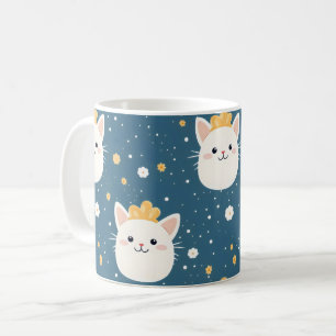 White Royal Cat Pattern Coffee Mug