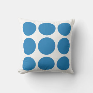 White & Royal Pastel Blue Abstract Circle Design Throw Pillow