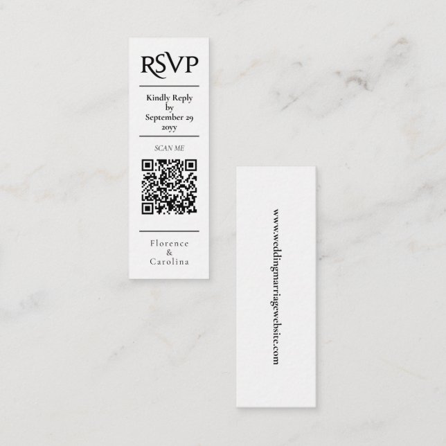 White RSVP QR Code Wedding Budget Enclosure Card (Front/Back)