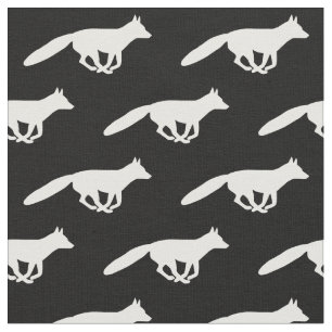 White Running Fox Silhouettes Pattern   Wildlife Fabric