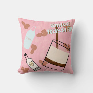 White Russian Cocktail Throw Pillow