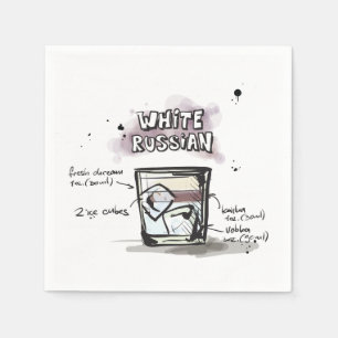 White Russian Drink Recipe Cocktail Napkin