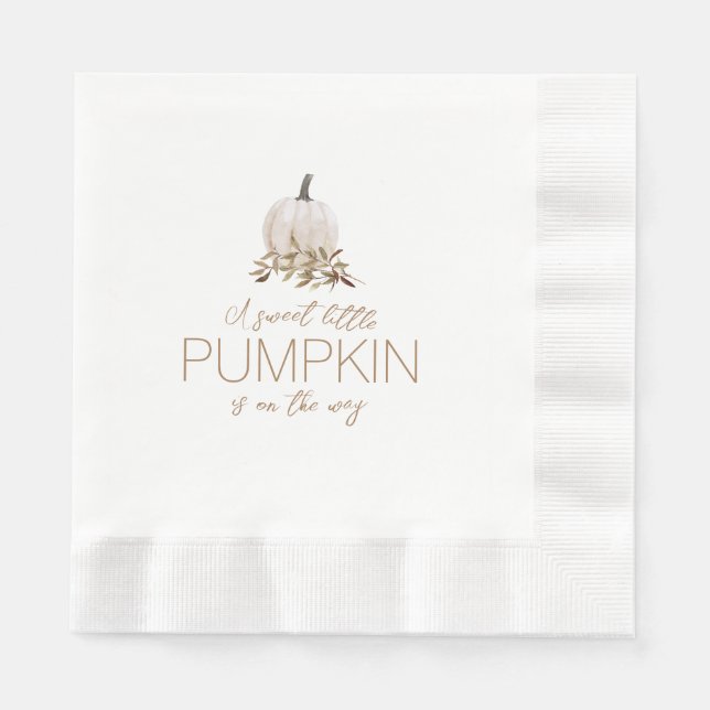 White Rustic Boho Pumpkin Baby Shower Napkin (Front)