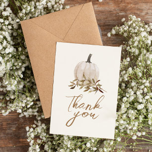 White Rustic Boho Pumpkin Baby Shower Thank You Card
