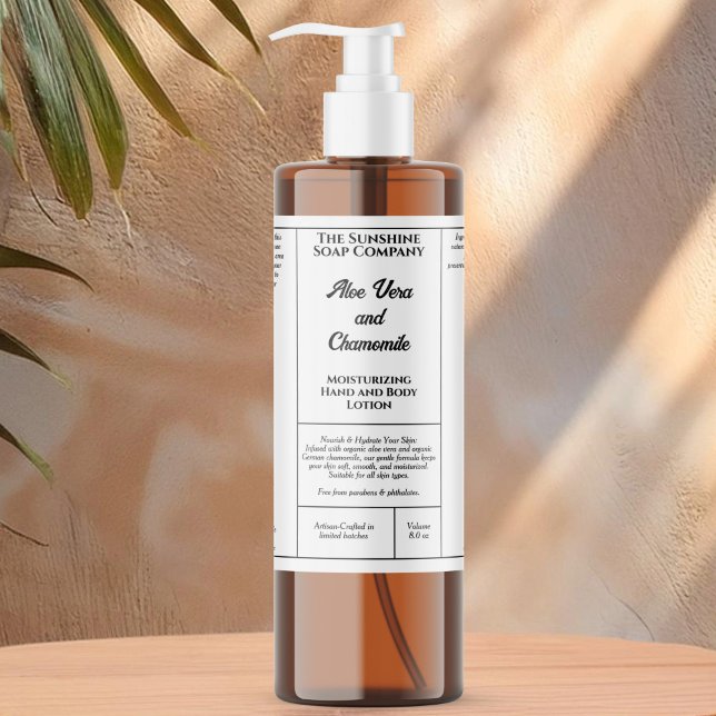 White rustic cosmetics bottle label 4 oz 8 oz (Creator Uploaded)