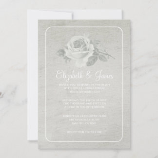 White Rustic Floral/Flower Wedding Invitations