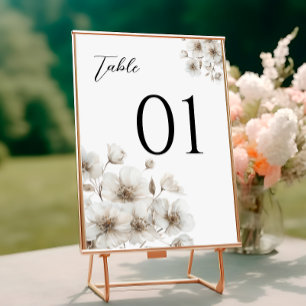 White Rustic Flower Elegant Wedding Table Numbers