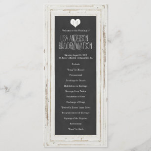 White Rustic Frame Chalk Wedding Program