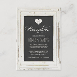 White Rustic Frame Chalk Wedding Reception Enclosure Card