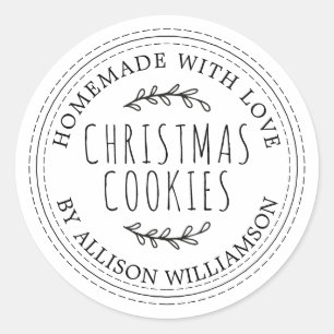 White Rustic Homemade Christmas Cookies Classic Round Sticker