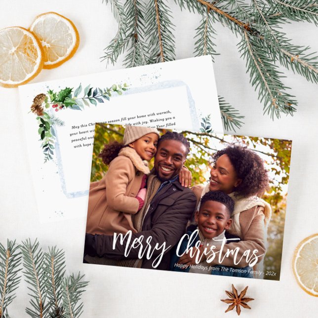 white rustic script photo holiday card (Creator Uploaded)