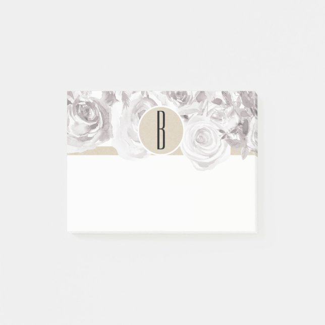 White Rustic Winter Roses Shabby Chic Elegant Post-it Notes (Front)