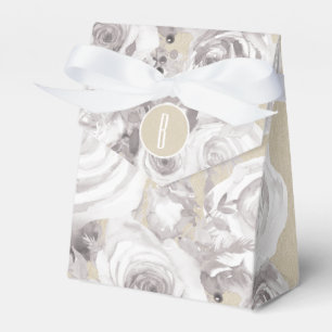 White Rustic Winter Roses Shabby Chic Kraft Favour Favor Box