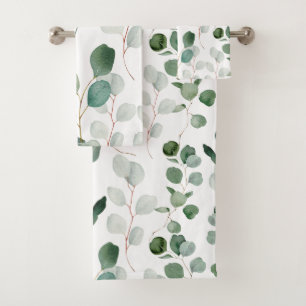 WHITE SAGE GREEN BOTANICAL BATHROOM TOWEL SET