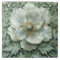 White Sage Green Flower Art Nouveau