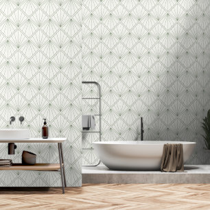 White Sage Green Geometric Pattern Wallpaper