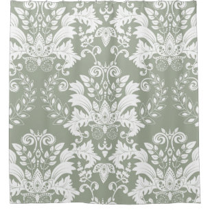 White & Sage Green Ornate Floral Design