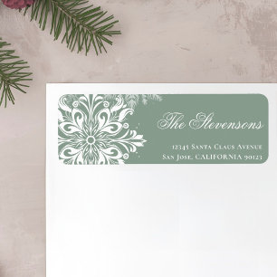 White Sage Snowflakes Holiday Return Address Label